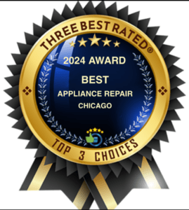 Three Best Rated 2024 award badge for best appliance repair in Chicago
